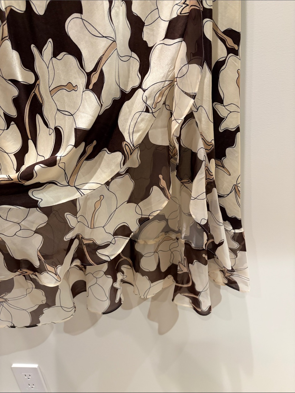 Rails Cream and Brown Floral Satin Maxi Skirt - Picture 3 of 3